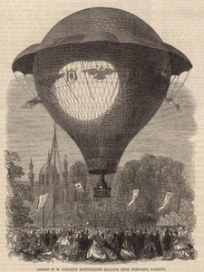 Bestigning av M Goddards Montgolfier-ballong fra Cremorne Gardens av English School