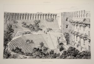 Aspendu - Interiør av teater, fra De viktigste ruinene av Lilleasia, utgitt 1863 (lito) av English School