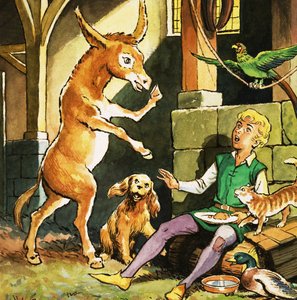 Esel auf den Hinterbeinen von English School