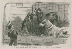På en hundeutstilling - Great Danes og den lille engelskmannen av English School