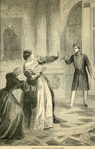 Angrep av Don Miguel på søsteren hans, hentet fra Cassells Illustrated History of England, 18571858 av English School