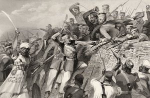 Angrep av mytterister på Redan-batteriet i Lucknow, 30. juli 1857, fra 