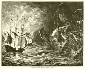 Angrep på den spanske armadaen, 1588 av English School