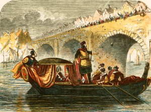 Forsøk å senke lekteren til Eleanor, dronning av Henry III, ved London bridge av English School