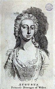 Augusta, enkeprinsesse av Wales (1719–72), ca. 1751 (gravering) av English School