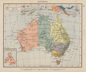 Australia (fargelitografi) av English School