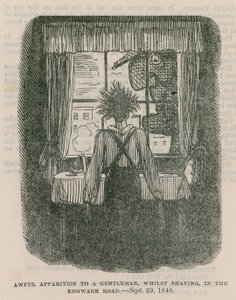 Forferdelig tilsynekomst for en gentleman mens han barberer seg på Edgware Road, London - 30. september 1846 av English School