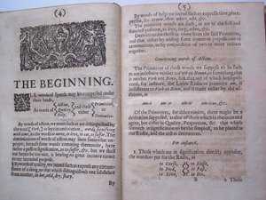 BT3.206.24 Sider fra Grunnarbeidet, eller grunnlaget lagt, (eller så ment) for utformingen av et nytt perfekt språk: og en universal eller fellesskrift av Francis Lodowyck, utgitt i London, 1652 av English School