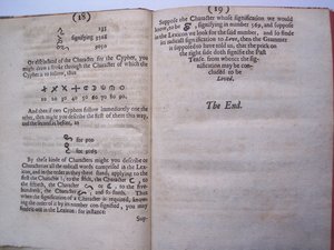 BT3.206.24 Sider fra Grunnarbeidet, eller grunnlaget lagt, (eller så ment) for utformingen av et nytt perfekt språk: og en universal eller fellesskrift av Francis Lodowyck, utgitt i London, 1652 av English School