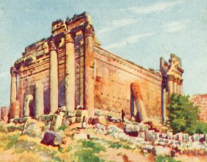 Baalbek, Bacchus#39; tempel (fargelitografi) av English School