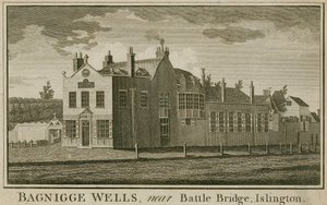 Bagnigge Wells, nær Battle Bridge, Islington, London av English School