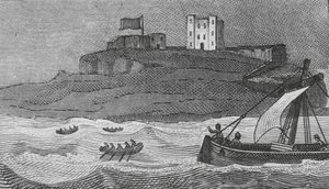 Bamborough Castle (gravering) av English School