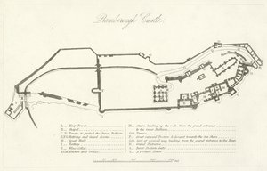 Bamborough Castle (gravering) av English School