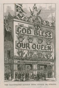 Banner som pryder de illustrerte nyhetskontorene i London av English School