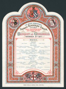 Bankett i Guildhall, 9. november 1877, meny av English School