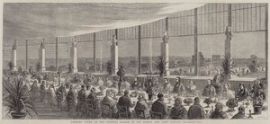 Bankett gitt på Crystal Palace av Sir Joseph og Lady Paxton (gravering) av English School