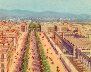 Barcelona, The Rambla (farge litho) av English School