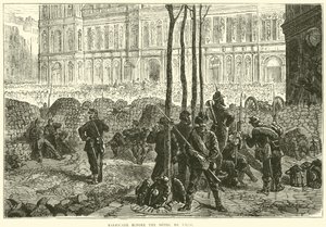 Barrikade foran Hotel de Ville, mars 1871 av English School