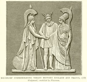 Bas-Relief til minne om traktat mellom England og Frankrike, 1787 av English School