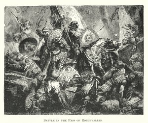 Slaget i Roncevalles-passet (gravering) av English School