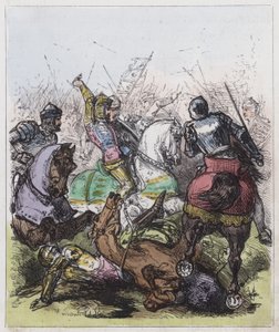 Slaget ved Agincourt (farget gravering) av English School