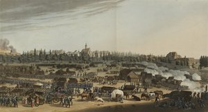 Slaget ved Leipzig, 16.–19. oktober 1813, fra En illustrert oversikt over viktige hendelser i Europas annaler i årene 1812, 1813, 1814 og 1815, 1815 (fargeakvatint) av English School