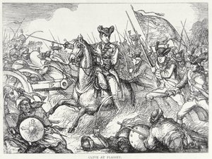 Slaget ved Plassey (farge litho) av English School