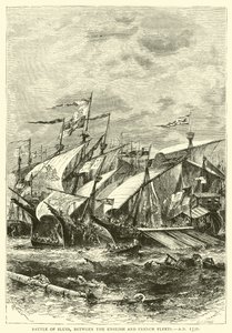 Slaget ved Sluys, mellom den engelske og franske flåten, 1340 e.Kr av English School
