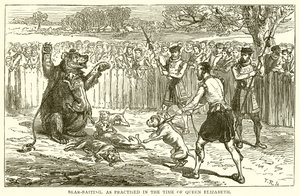 Bear-baiting, som praktisert i dronning Elizabeths tid av English School