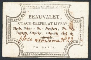 Beauvalet, trener ved livery, handelskort av English School