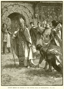 Becket foran sine fiender i rådssalen i Northampton av English School