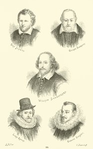 Ben Jonson, George Buchanan, William Shakespeare, Lord Bacon, Edmund Spenser av English School