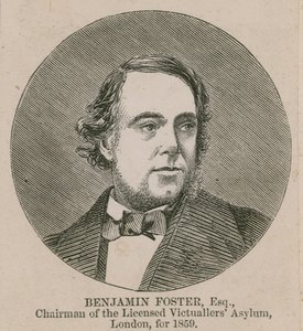 Benjamin Foster, styreleder for Licensed Victuallers Asylum, London, 1859 av English School