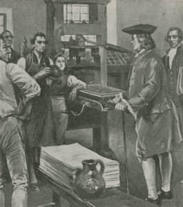 Benjamin Franklin ringer til sine gamle mestere trykkerier i London av English School