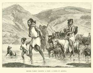 Berberfamilie som krysser et vadested, en scene i Algerie av English School