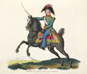 Bernadotte, Sveriges kronprins, pub. av Richard Evans, engr Romney, illustrasjon fra An Historical Account of the Battle of Waterloo av William Mudford, 1816 av English School