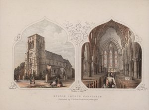 Bilton Church, Harrogate, North Yorkshire (farget gravering) av English School