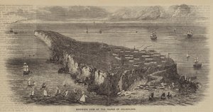 Fugleperspektiv av øya Helgoland (gravering) av English School