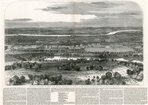 Birdseye View of Crystal Palace and Surrounding Country, Great Exhibition, 1851 av English School