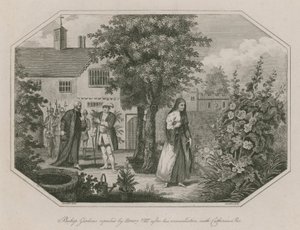 Biskop Gardiner irettesatt av kong Henry VIII etter hans forsoning med Catherine Parr av English School