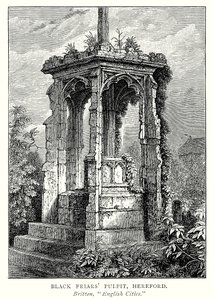 Svartemunkenes prekestol, Hereford (gravering) av English School