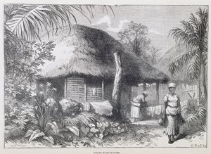 Black Habitations, fra "Santo Domingo Past and Present" av Samuel Hazard, pub. i 1873 (gravering) av English School