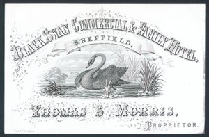 Black Swan Commercial & Family Hotel, Sheffield, handelskort av English School