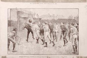 Blackburn Rovers vs. Nottingham County på Kennington Oval, fra The Illustrated Sporting and Dramatic News, 23. mars 1891 av English School