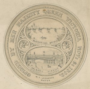 Blackfriars Bridge og Holborn Viaduct av English School