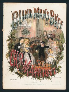 Blind Man's Buff, quadrille av CHR Marriott, viktoriansk noteomslag (farge litho) av English School