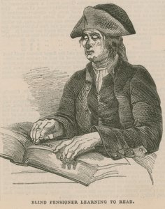 Blind pensjonist lærer å lese (gravering) av English School
