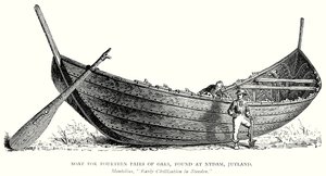 Båt for fjorten par årer, funnet ved Nydam, Jylland (gravering) av English School