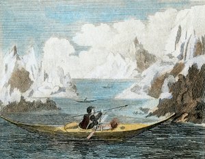 Båt av en grønlandsk mann, ca. 1779 (gravering) av English School