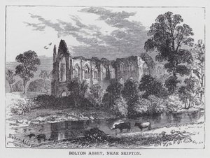 Bolton Abbey, nær Skipton (gravering) av English School